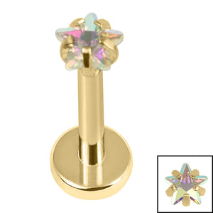 Gold Titanium Internally Threaded Labrets 1.2mm - Gold Titanium Claw Set CZ Jewelled Star