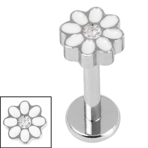 Titanium Internally Threaded Labrets 1.2mm - Titanium Jewelled Hazy Daisy
