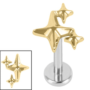 Titanium Internally Threaded Labrets 1.2mm - Titanium Three Kings Star
