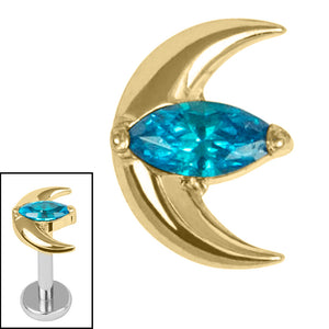 Titanium Internal Jewelled Trekking Crescent Moon Top