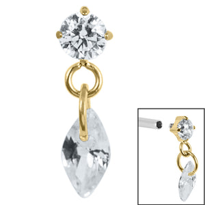Titanium Internal Jewelled Solitaire with Marquise Charm