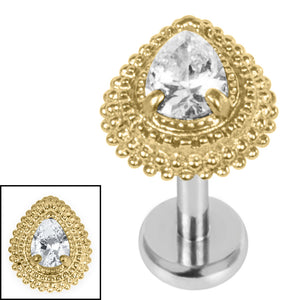Titanium Internally Threaded Labrets 1.2mm - Titanium Kashvi Asia Teardrop