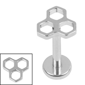 Titanium Internally Threaded Labrets 1.2mm - Titanium Honeycomb