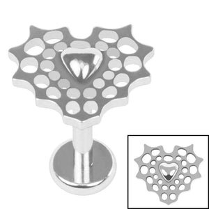 Titanium Internally Threaded Labrets 1.2mm - Titanium Captured Heart
