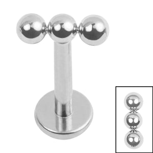 Titanium Internally Threaded Labrets 1.2mm - Titanium Asia Tri Ball