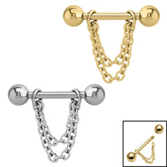 view all Titanium Double Chain Nipple Bar body jewellery