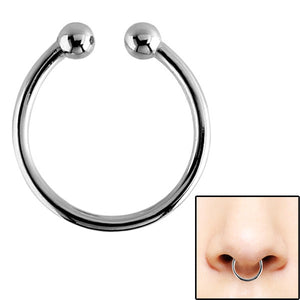 Surgical Steel Clip On Fake Piercing Septum Ring - Plain (Nose, Ear, Lip)