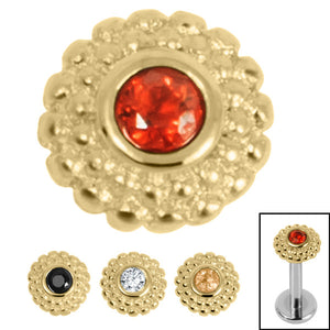 Gold Steel Bezel Set Jewelled Asia Sunshine for Internal Thread shafts in 1.2mm