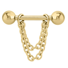 view all Steel Double Chain Nipple Bar body jewellery