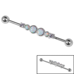 view all Steel Opal Jewelled Industrial Scaffold Barbell IND53 body jewellery