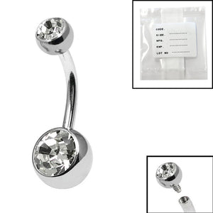 Sterile Titanium Internal Thread Double Jewelled Belly Bar