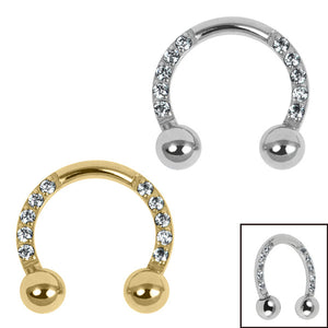 Titanium Claw Set Jewelled Lucky Horseshoe Circular Barbells (CBB) 1.2mm