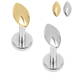 Titanium 1.2mm Internally threaded Labret - Marquise Pebble