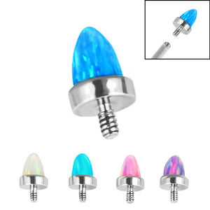 Titanium Bezel Set Synth Opal Cone for Internal Thread shafts in 1.2mm