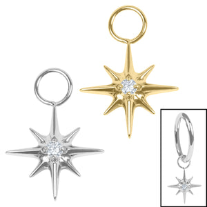 Titanium Charm - 8 Point Jewelled Star