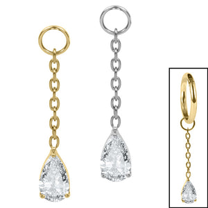 Titanium Charm - Jewelled Droplet Charm