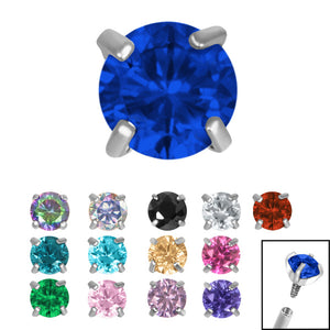 Titanium Claw Set Round CZ Jewel for Internal Thread shafts in 1.2mm