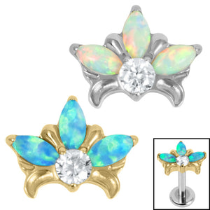 Titanium Claw Set Opal and Jewel Water Lily for Internal Thread shafts in 1.2mm