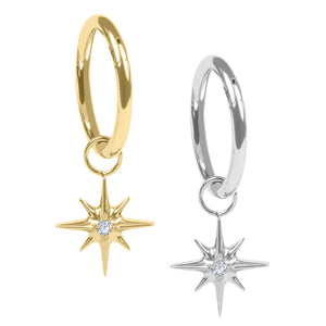 Titanium Hinged Segment Ring with Titanium Jewelled 8 Point Star Charm
