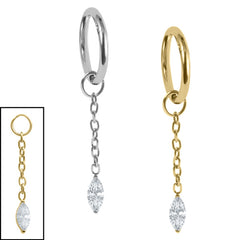 Titanium Hinged Segment Ring with Titanium Jewelled Marquise Drop Charm