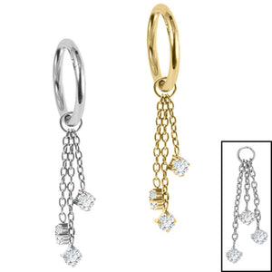 Titanium Hinged Segment Ring with Titanium Trilogy Jewel Charm