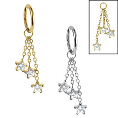 view all Titanium Hinged Segment Ring with Titanium Trilogy Jewel Star Charm body jewellery