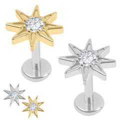 view all Titanium Internal Labret 1.2mm Jewelled Wish Upon A Star body jewellery