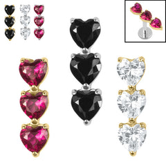view all Titanium Internal 3 of Hearts body jewellery