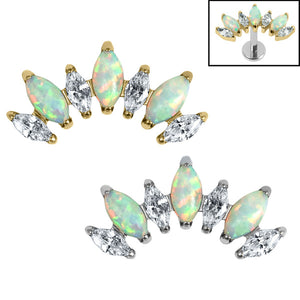 Titanium Internal 7 Opal & Jewelled Marquise Crown Top