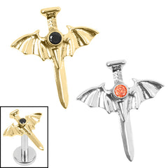Titanium Internal Jewelled Bat Wing Dagger