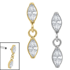 view all Titanium Internal Jewelled Double Marquise Gemini Drop body jewellery