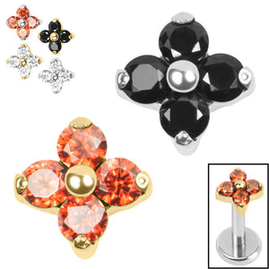 Titanium Internal Jewelled Ixora Flower