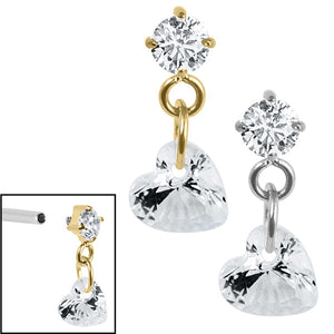 Titanium Internal Jewelled Solitaire With Heart Charm