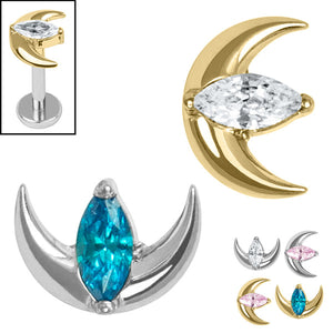 Titanium Internal Jewelled Trekking Crescent Moon Top