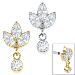 Titanium Internal Marquise Ivy Leaves Trio and Solitaire Top