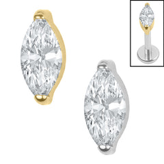 Titanium Internal Single Jewelled Marquise Top