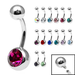 view all Titanium Internal Thread Jewelled Belly Bar - 12mm body jewellery