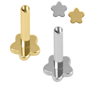 Titanium Internal Thread Labret Post With Flower Base 1.2mm