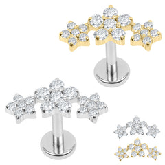 Titanium Internally Threaded Labrets 1.2mm - Alice Flower Trio