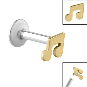 Titanium Internally Threaded Labrets 1.2mm - Steel Music Note