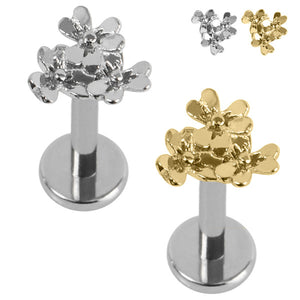 Titanium Internally Threaded Labrets 1.2mm - Steel Posy Of Flowers