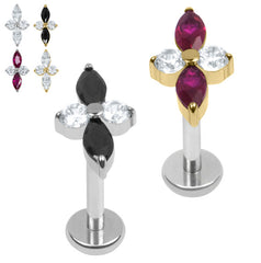 view all Titanium Internally Threaded Labrets 1.2mm - Titanium Arya Marquise body jewellery