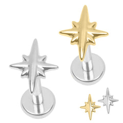 view all Titanium Internally Threaded Labrets 1.2mm - Titanium Astrid Star body jewellery