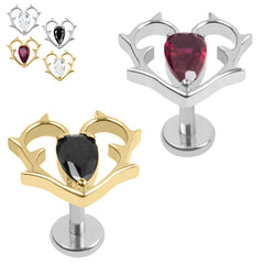 view all Titanium Internally Threaded Labrets 1.2mm - Titanium Briar Heart body jewellery