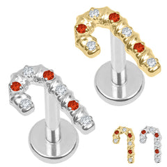 view all Titanium Internally Threaded Labrets 1.2mm - Titanium Candy Cane body jewellery