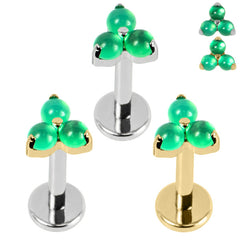 Titanium Internally Threaded Labrets 1.2mm - Titanium Claw Set Aventurine Trinity stone top