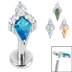 Titanium Internally Threaded Labrets 1.2mm - Titanium Claw Set Stella Jewelled Kite