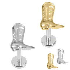 view all Titanium Internally Threaded Labrets 1.2mm - Cowboy Boot body jewellery