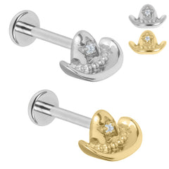 view all Titanium Internally Threaded Labrets 1.2mm - Titanium Cowboy Hat body jewellery