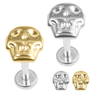 Titanium Internally Threaded Labrets 1.2mm - Titanium Death Head